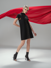 Sakura Origami Detail Dress in Crepe & Silk