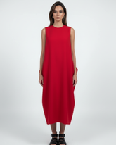 Minimalist Red Linen Dress