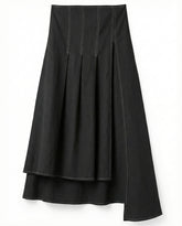 Architectural linen skirt layered front detail