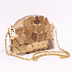 Handmade shoulder bag with gold chain
