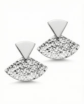 Handmade hammered silver drop earrings close up