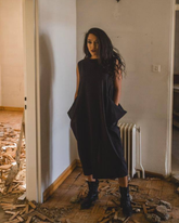 Minimalist black linen dress