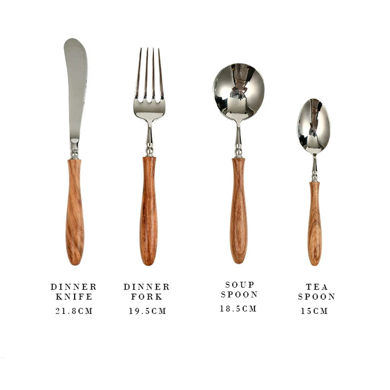 Eco-friendly flatware set on ceramic plate with napkin