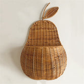 Vintage Rattan Apple/Pear Wall Storage Basket – Eco-Friendly Wicker Organizer