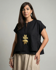 Handmade velvet bird brooch with sequins and crown detail