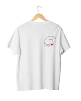 White graphic tee featuring minimalist tea drawing