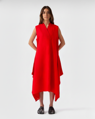 Lightweight linen summer dress in red and black