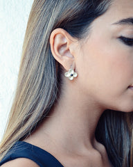 925 sterling silver flower earrings with pearl center