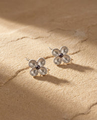 Artisan sterling silver earrings with dark pearl detail