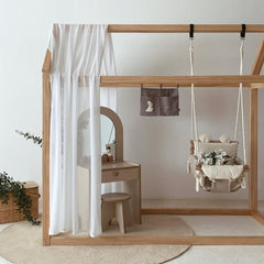 Minimalist baby swing for 0–18 months in cozy room setup
