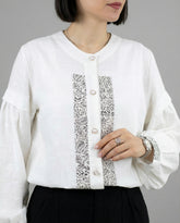 Heritage print ivory cotton top front view