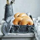Rustic metal storage tray for bread and pastries
