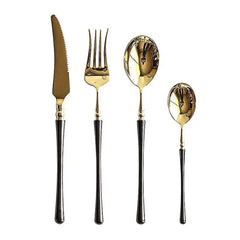 4-Piece Golden Stainless Steel Flatware Set – Elegant Dinnerware Kit