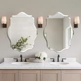 Frameless Scalloped Beveled Wall Mirror