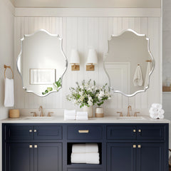 Frameless Scalloped Beveled Wall Mirror