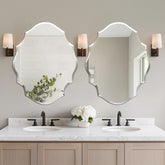 Frameless Scalloped Oval Wall Mirror with Beveled Edge