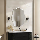 Frameless Scalloped Beveled Wall Mirror