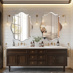 Frameless Scalloped Beveled Wall Mirror