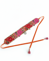 Embroidered artisan belt with colorful motifs