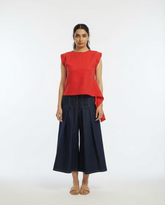 Asymmetric hem modern linen blouse