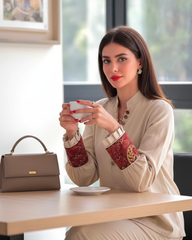 Embroidered cuff blouse with heritage pattern