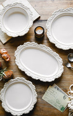 French vintage teacup and saucer with embossed detail