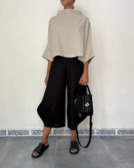 wide-leg linen trousers