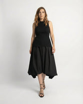 Free size black taffeta balloon skirt front view