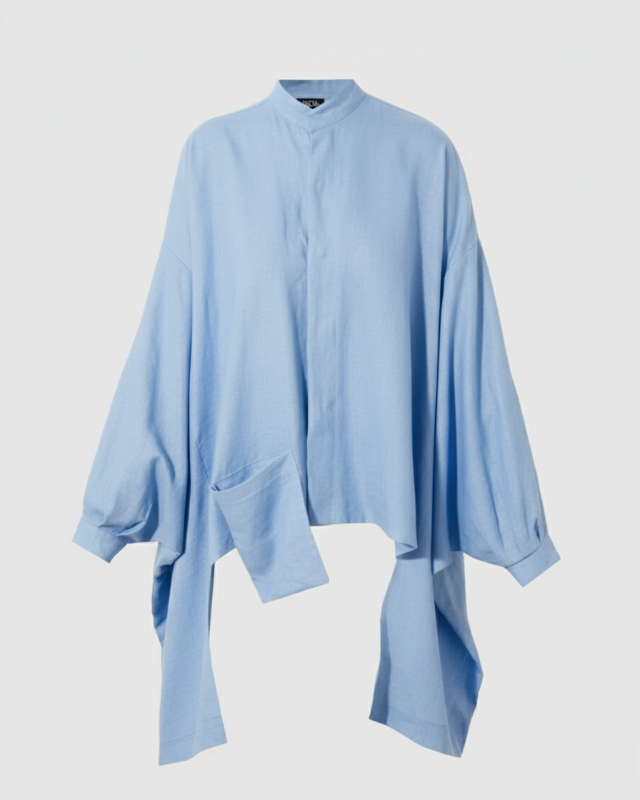 Minimal baby blue linen statement top