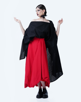 black linen asymmetrical blouse – editorial look