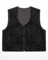 Black patterned vest on a white background