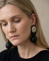 Natural oval stone top artisan earrings