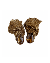 Bronze handmade papier-mâché earrings with smoky brown crystal stones