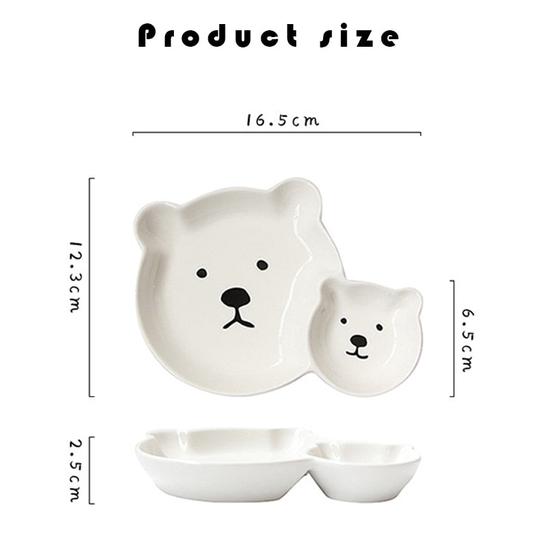 cartoon animal dinner plate white ceramic