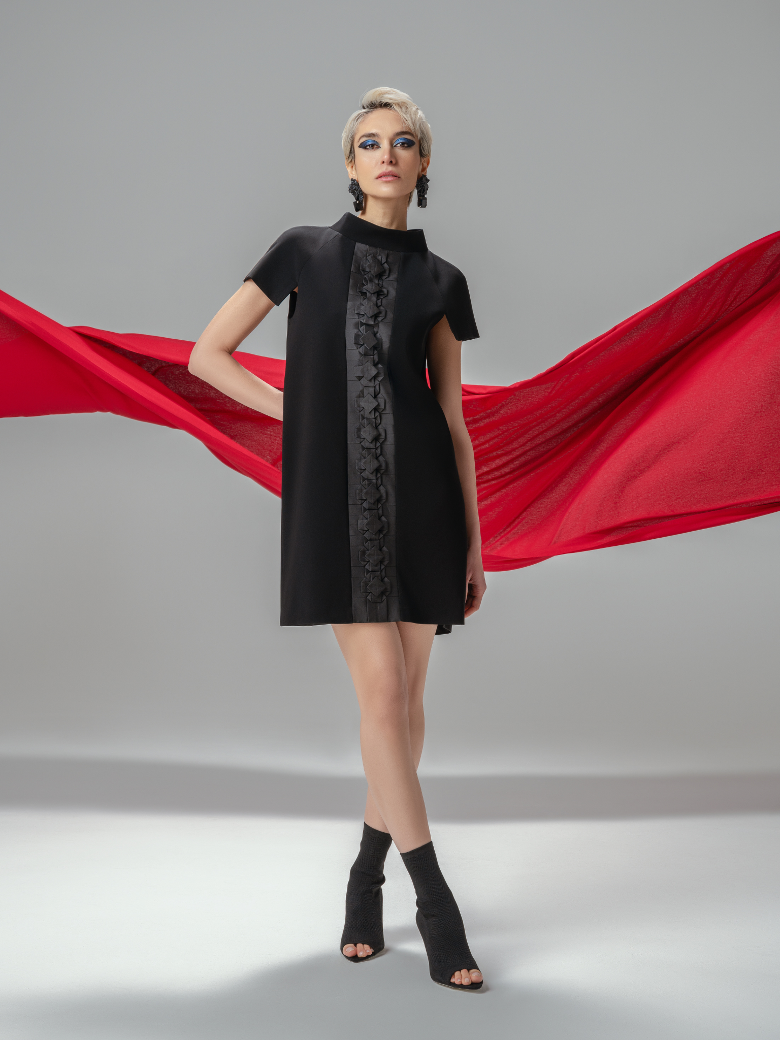 Black crepe evening dress