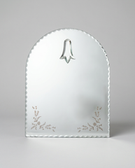 Floral engraved decorative mirror close up