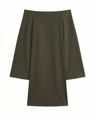 Olive architectural gabardine skirt flat lay
