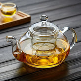 heat resistant glass teapot with infuser blooming tea