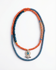 Handcrafted necklace with colourful wrapped threads