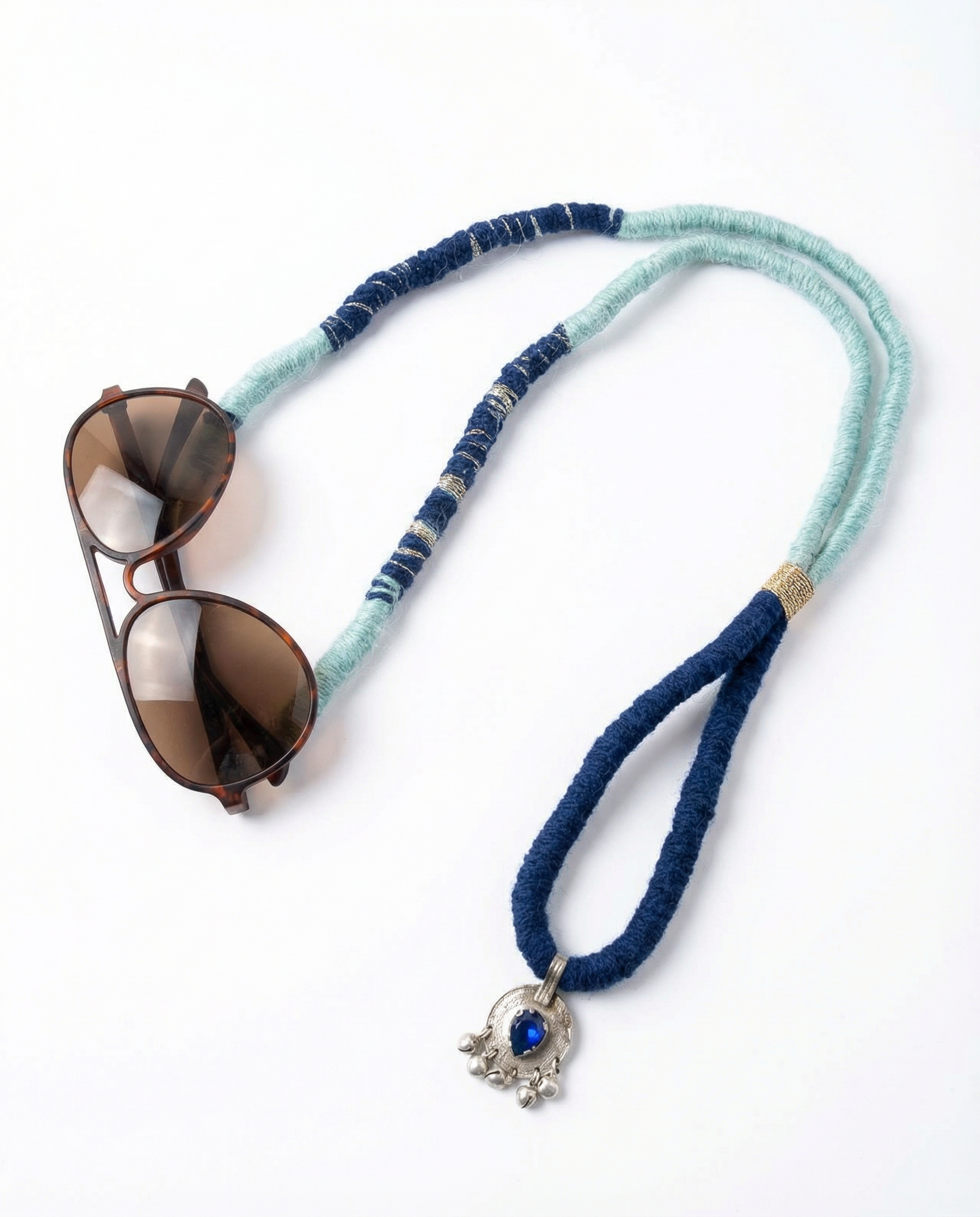 Aqua & Navy eyeglass holder