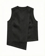 Asymmetric Linen Top – Minimalist Sleeveless Design