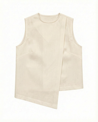 Asymmetric Linen Top – Minimalist Sleeveless Design