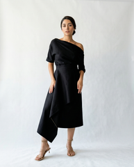 Signature Linen Asymmetric Midi Skirt