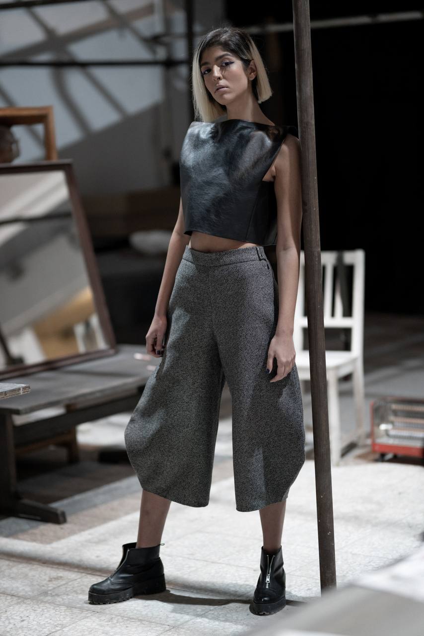 contemporary womenswear wide leg trousers editorial