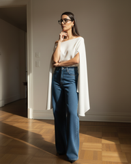 off-shoulder linen blouse