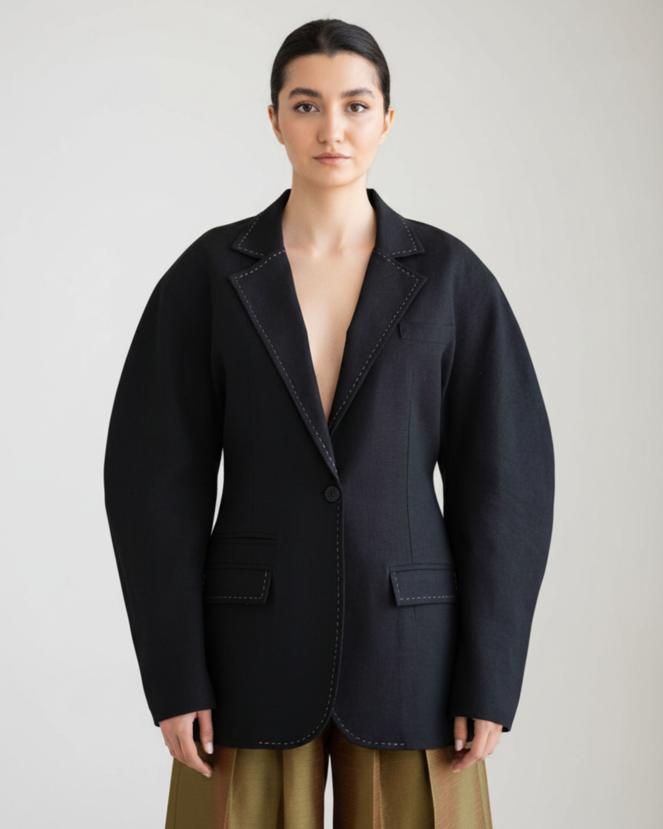 modern minimalist stitched blazer for women
