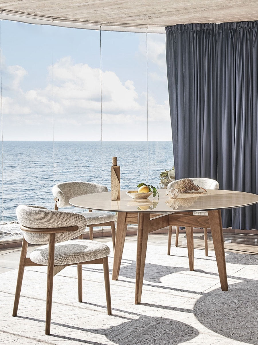 minimalist wooden dining chair beside table