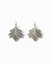 Almas mirror-finish handmade earrings with leaf motif