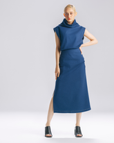 Lightweight denim skirt and blouse set front view