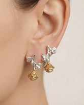 925 sterling silver botanical drop earrings with gold detail